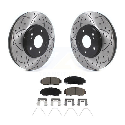 Drilled Slot Disc Brake Rotor & Ceramic Pad Front Kit For Honda Accord Acura TSX