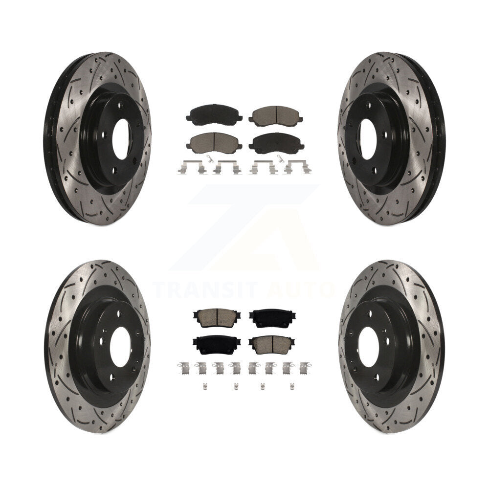Drill Slot Disc Brake Rotors Ceramic Pad Front Rear Kit For Mitsubishi Outlander