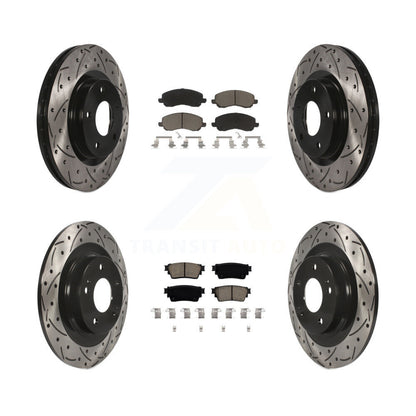 Drill Slot Disc Brake Rotors Ceramic Pad Front Rear Kit For Mitsubishi Outlander