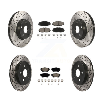 Drilled Slot Brake Rotor Ceramic Pad Front Rear Kit For 2019 Toyota Corolla 1.8L