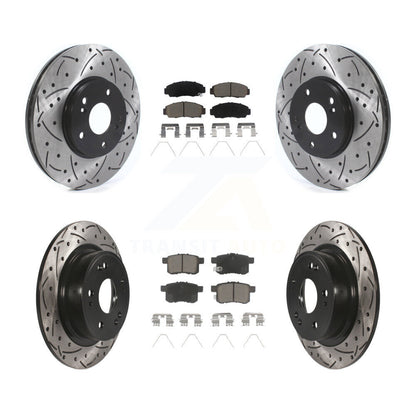 Drilled Slot Brake Rotor & Ceramic Pad Front Rear Kit For Honda Accord Acura TSX