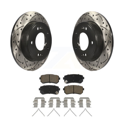 Drilled Slot Disc Brake Rotor & Ceramic Pad Rear Kit For Hyundai Kona Kia Seltos