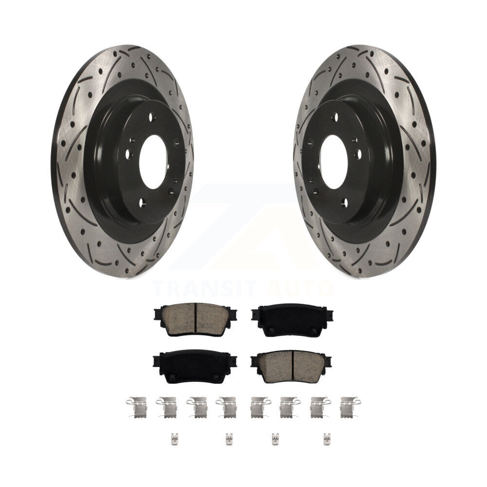 Drilled Slot Brake Rotor & Ceramic Pad Rear Kit For Mitsubishi Outlander Eclipse