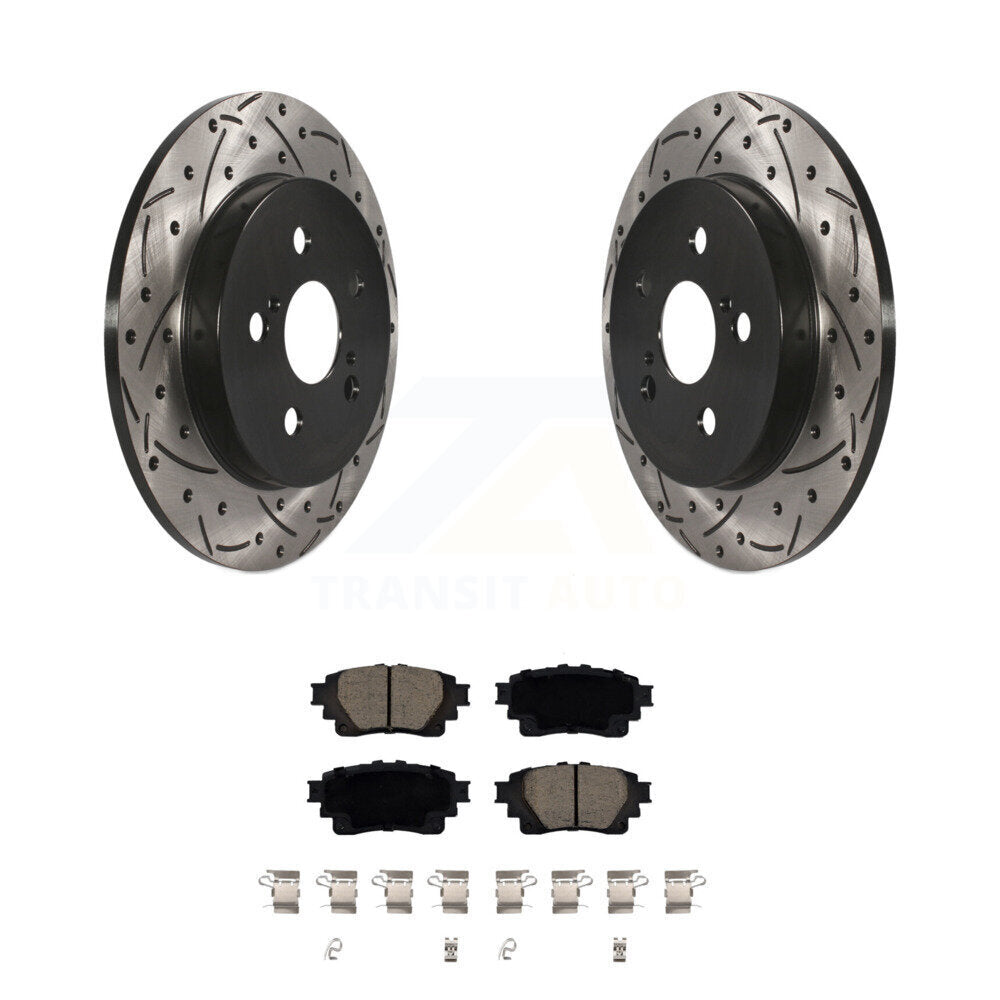 Drilled Slot Disc Brake Rotors Ceramic Pad Rear Kit For 2019 Toyota Corolla 1.8L