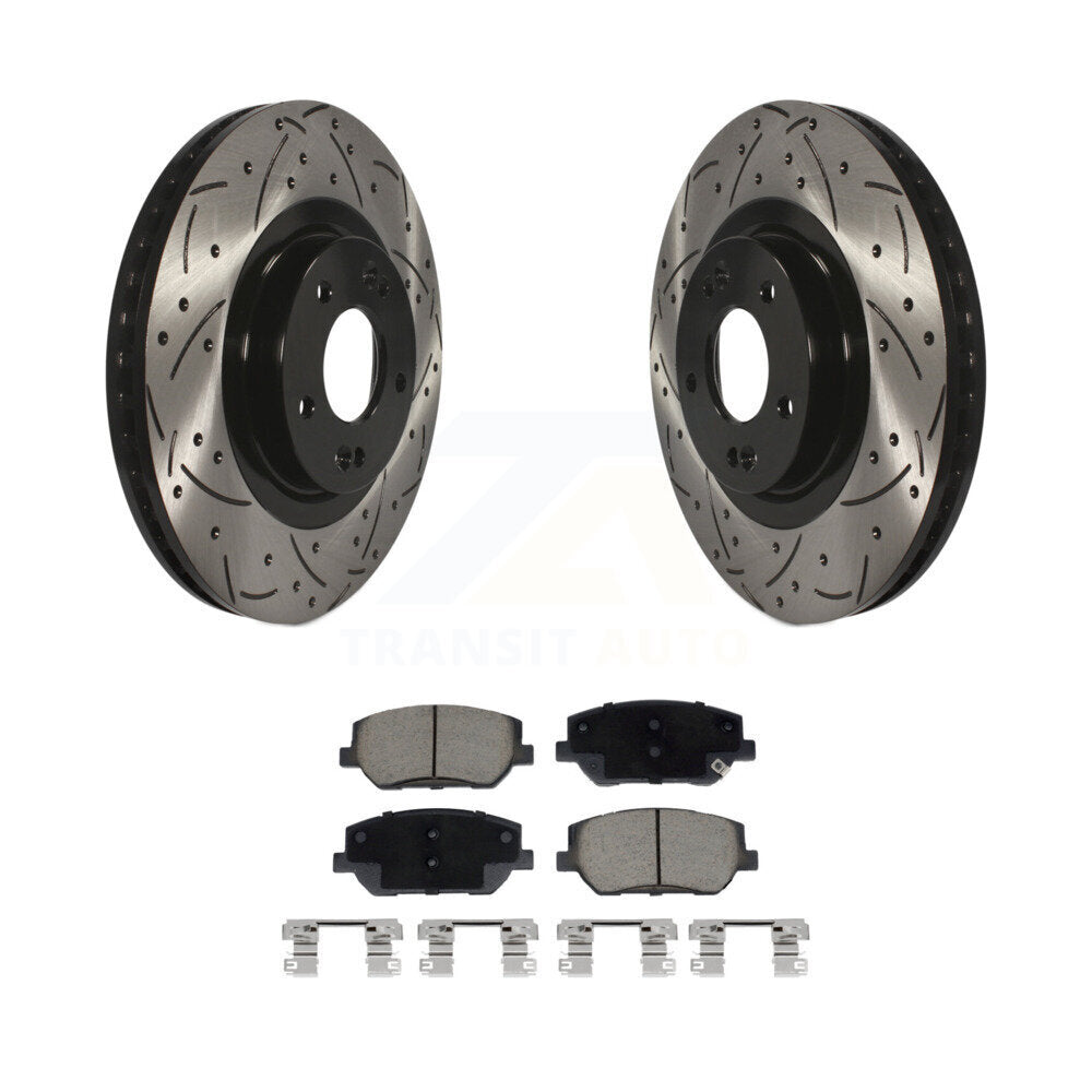 Drill Slot Disc Brake Rotor Ceramic Pad Front Kit For 2019-2020 Hyundai Santa Fe