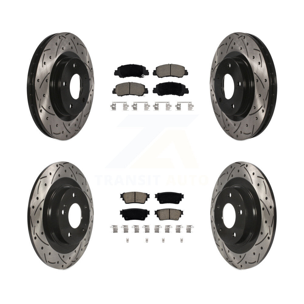 Drilled Slot Brake Rotor Ceramic Pad Front Rear Kit For Mitsubishi Eclipse Cross