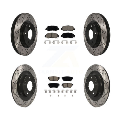 Drilled Slot Brake Rotor Ceramic Pad Front Rear Kit For Mitsubishi Eclipse Cross