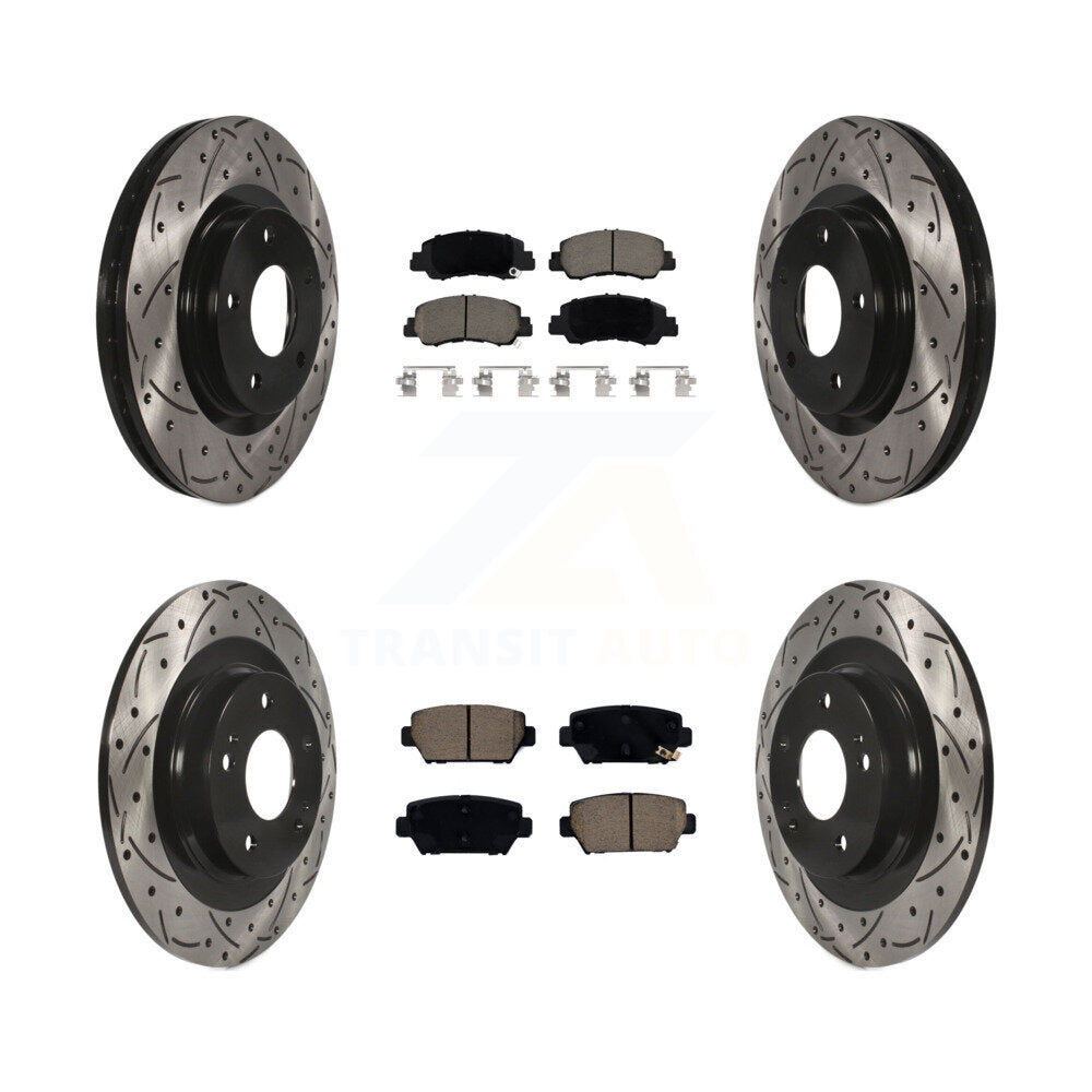 Drilled Slot Brake Rotor Ceramic Pad Front Rear Kit For Mitsubishi Eclipse Cross