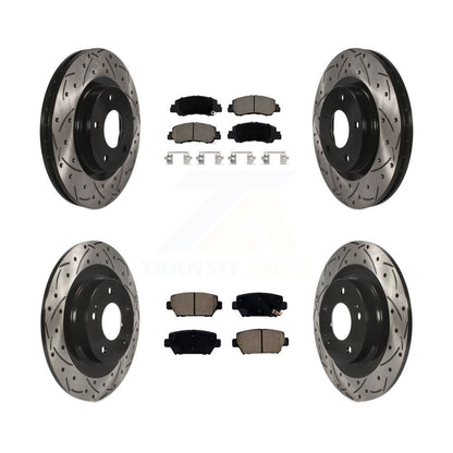 Drilled Slot Brake Rotor Ceramic Pad Front Rear Kit For Mitsubishi Eclipse Cross