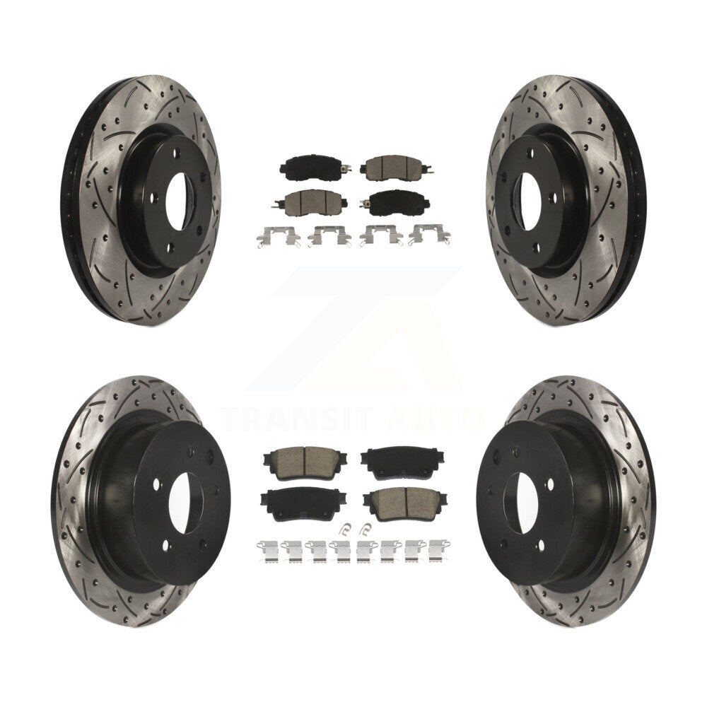 Drilled Slot Brake Rotors Ceramic Pad Front Rear Kit For 19-20 Nissan Altima AWD