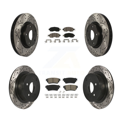 Drilled Slot Brake Rotors Ceramic Pad Front Rear Kit For 19-20 Nissan Altima AWD