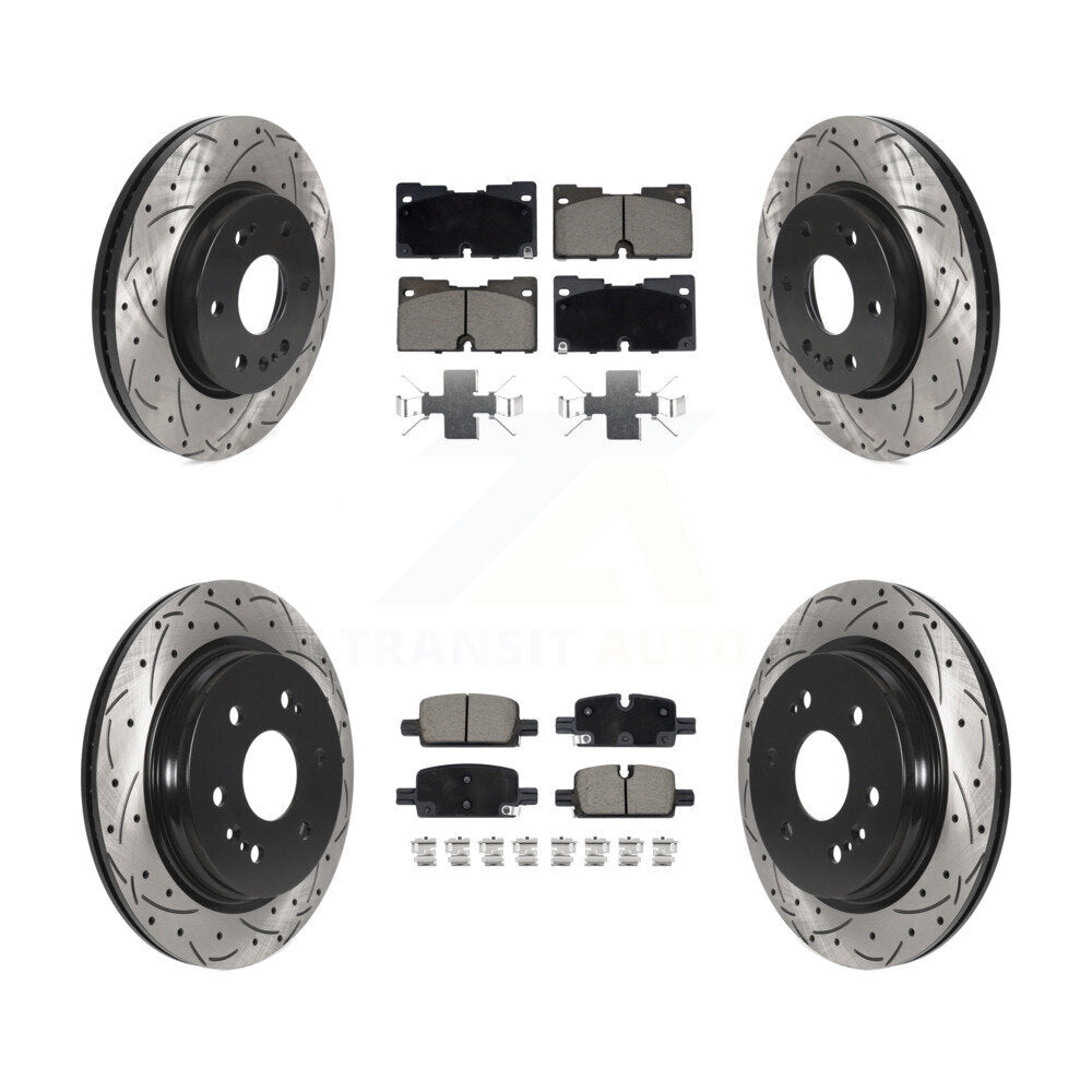 Drill Slot Brake Rotor Ceramic Pad Front Rear Kit For Chevrolet GMC Silverado XL