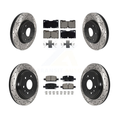 Drill Slot Brake Rotor Ceramic Pad Front Rear Kit For Chevrolet GMC Silverado XL