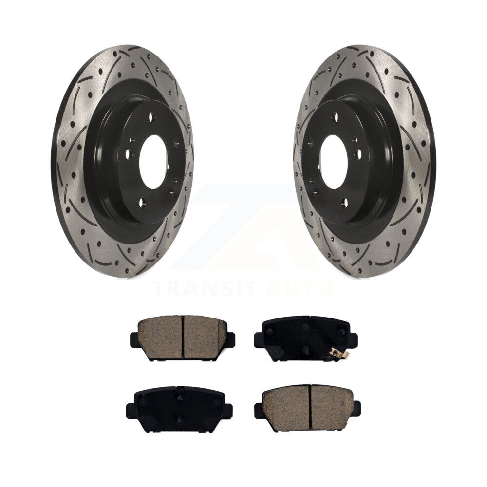 Drilled Slot Disc Brake Rotors Ceramic Pad Rear Kit For Mitsubishi Eclipse Cross