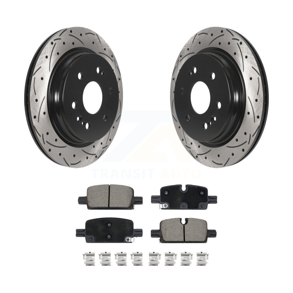 Drill Slot Brake Rotors Ceramic Pad Rear Kit For GMC Chevrolet Silverado 1500 XL