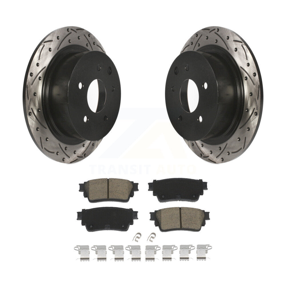 Drill Slot Disc Brake Rotor Ceramic Pad Rear Kit For 2019-2020 Nissan Altima AWD