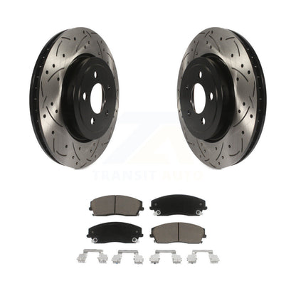 Drilled Slot Brake Rotor & Ceramic Pad Front Kit For Dodge Charger RWD with 3.6L