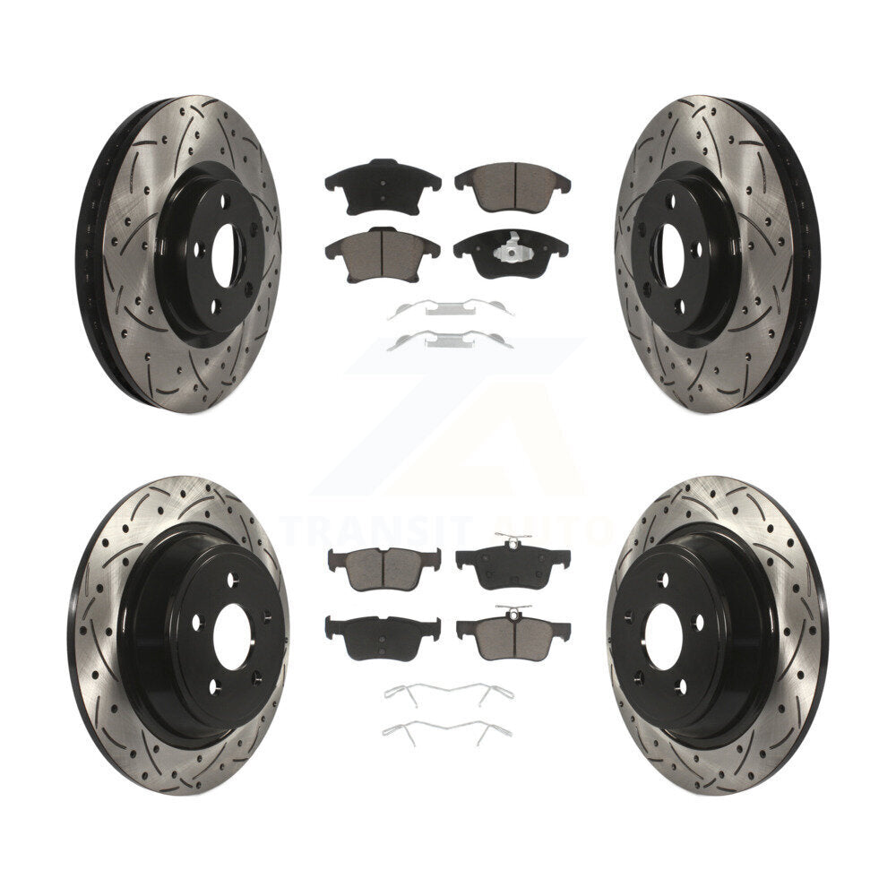 Drilled Slot Brake Rotors Ceramic Pad Front Rear Kit For Ford SSV Plug-In Hybrid