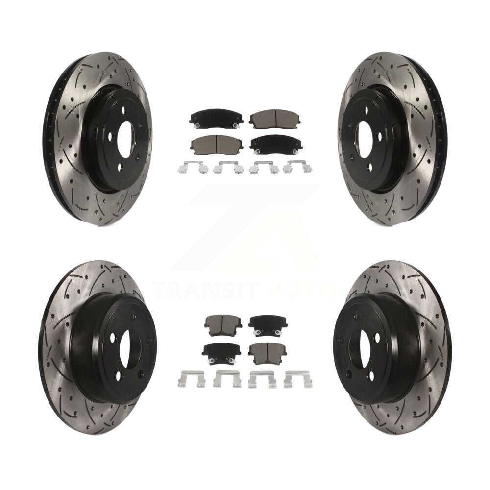 Coated Drill Slot Disc Brake Rotors Ceramic Pad Front Rear Kit For Dodge Charger