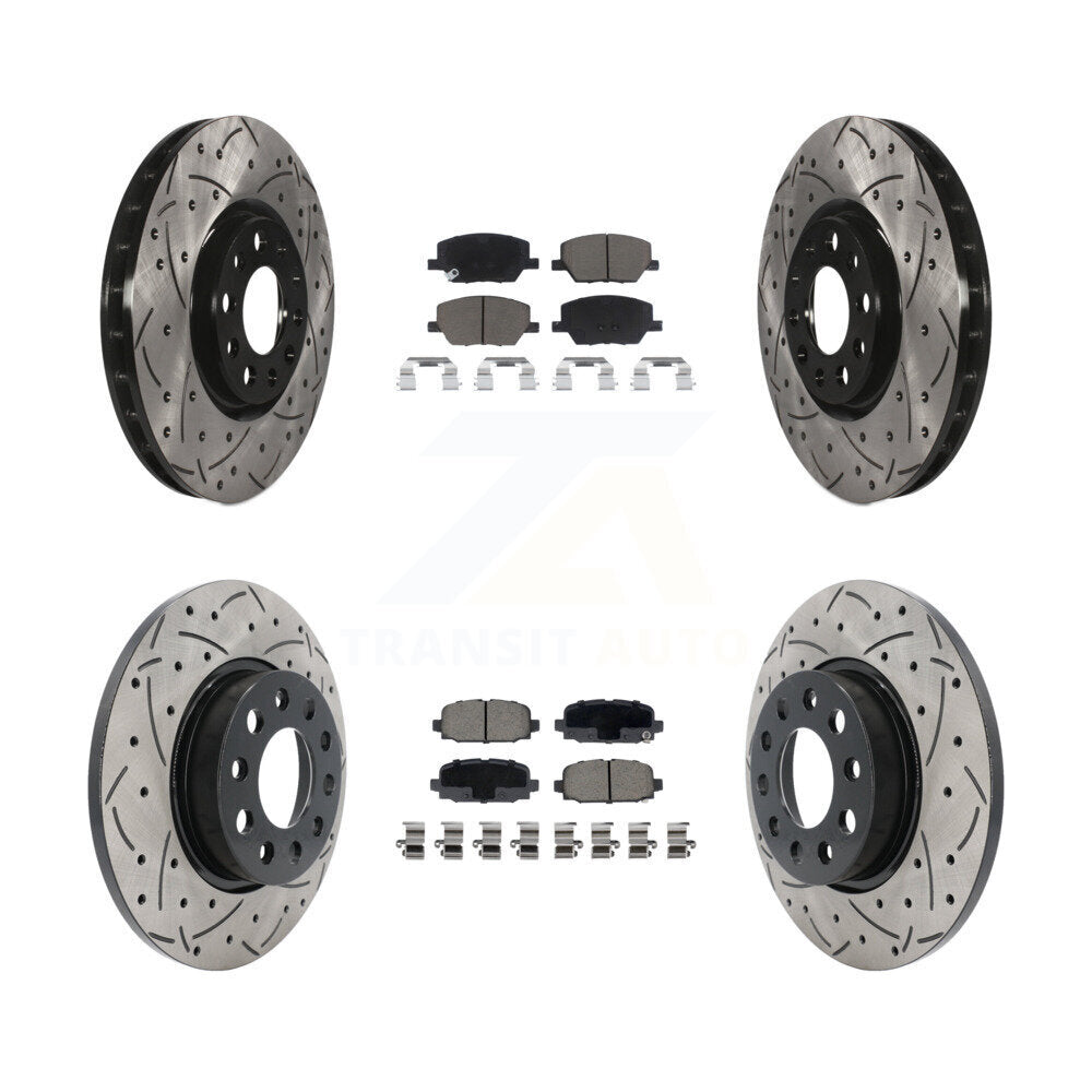 Coated Drilled Slot Disc Brake Rotor Ceramic Pad Front Rear Kit For Jeep Compass