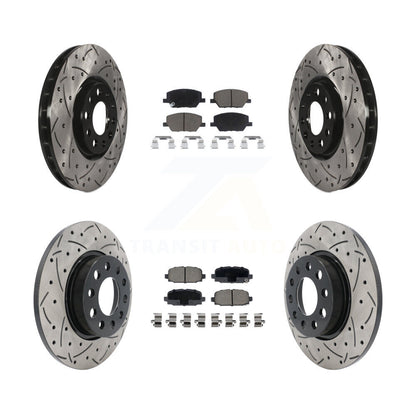 Coated Drilled Slot Disc Brake Rotor Ceramic Pad Front Rear Kit For Jeep Compass