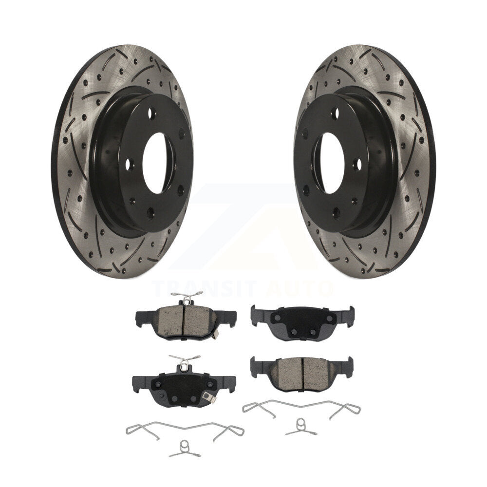 Coated Drill Slot Disc Brake Rotors Ceramic Pad Rear Kit For Mazda 3 CX-30 Sport