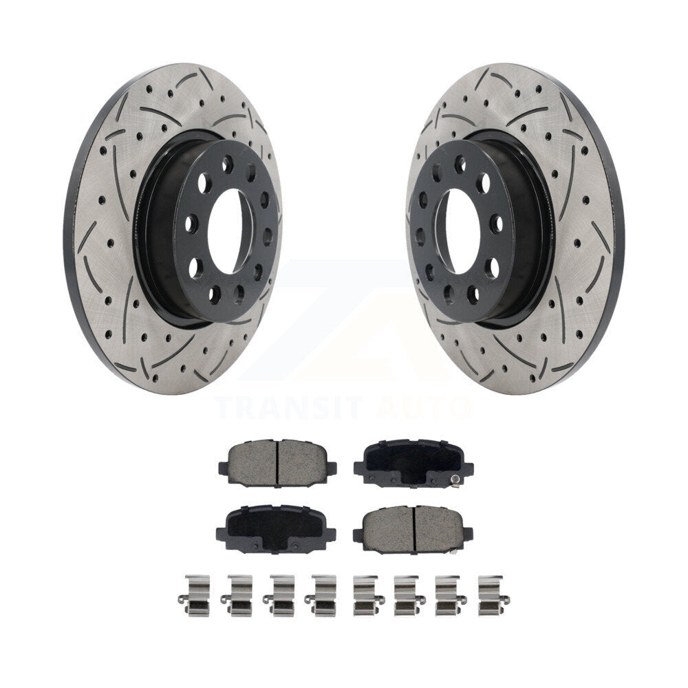 Coated Drilled Slotted Disc Brake Rotors & Ceramic Pad Rear Kit For Jeep Compass