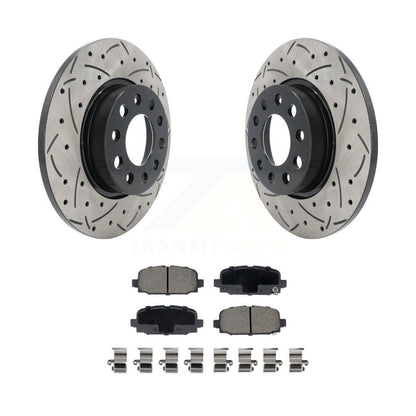 Coated Drilled Slotted Disc Brake Rotors & Ceramic Pad Rear Kit For Jeep Compass
