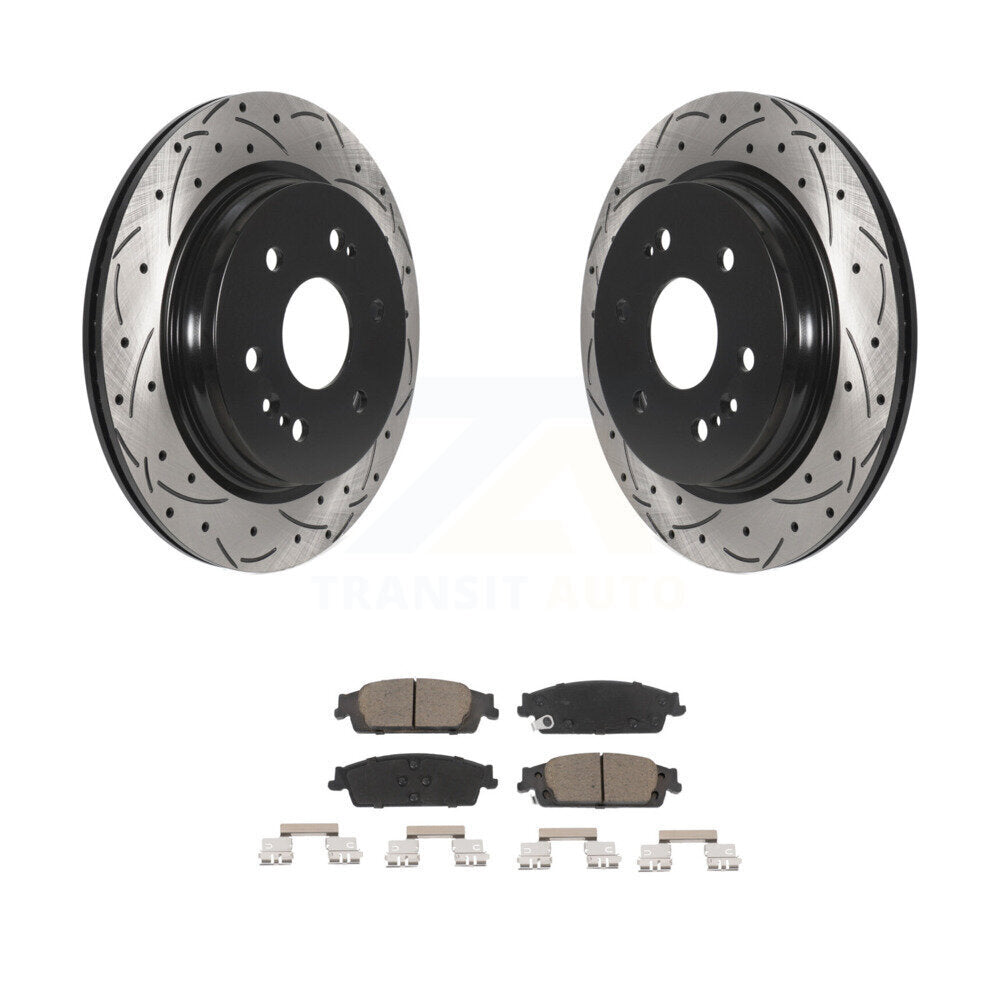 Drill Slot Brake Rotors Ceramic Pad Rear Kit For Chevrolet Silverado 1500 LD GMC