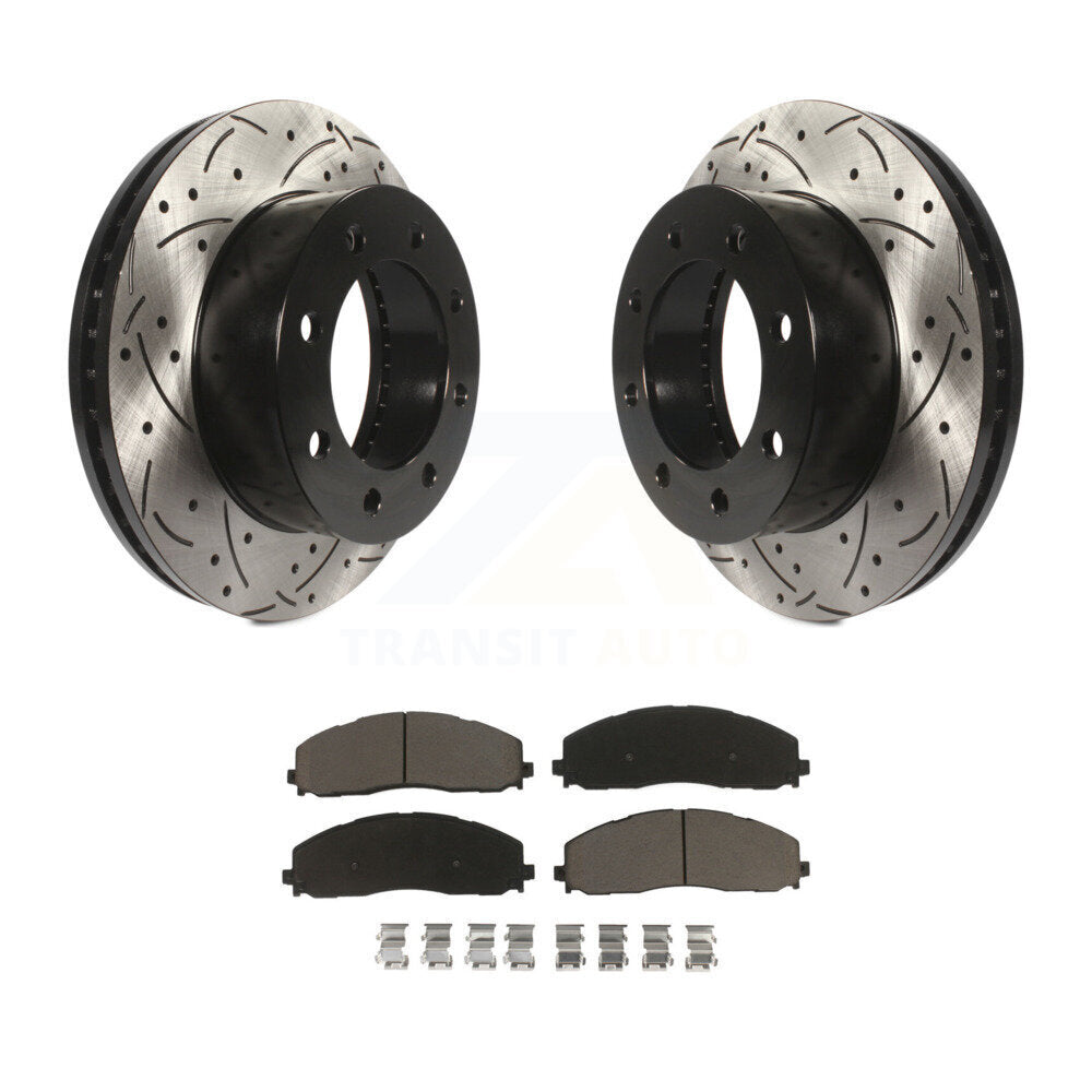 Drill Slot Brake Rotors Ceramic Pad Front Kit For 2013 Ford F-250 Super Duty 4WD