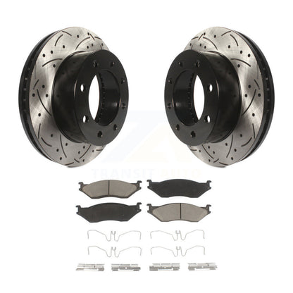 Coat Drill Slot Disc Brake Rotor Ceramic Pad Front Kit For Ford F-450 Super Duty
