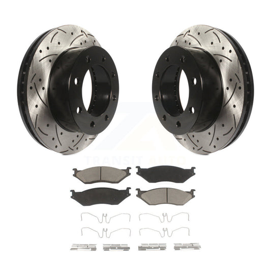 Coat Drill Slot Disc Brake Rotor Ceramic Pad Front Kit For Ford F-450 Super Duty