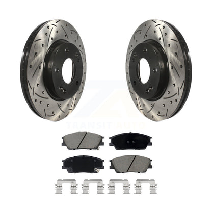 Drilled Slot Disc Brake Rotor & Ceramic Pad Front Kit For Hyundai Venue Kia Soul
