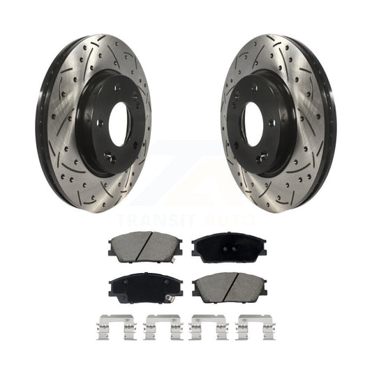 Drilled Slot Disc Brake Rotor & Ceramic Pad Front Kit For Hyundai Venue Kia Soul