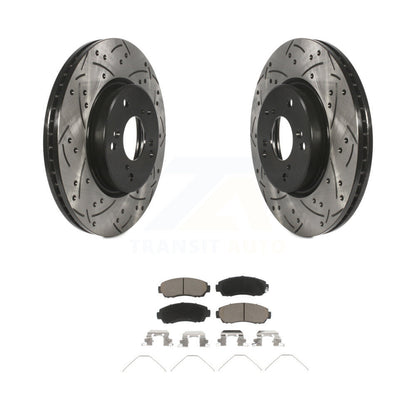 Coated Drilled Slotted Disc Brake Rotor And Ceramic Pad Front Kit For Honda CR-V