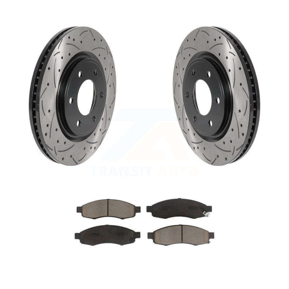Drilled Slot Brake Rotors Ceramic Pad Front Kit For 2007 Nissan TITAN From 04 07