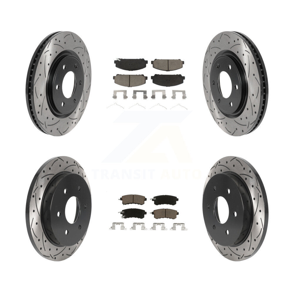 Coated Drill Slot Disc Brake Rotors Ceramic Pad Front Rear Kit For Nissan Armada