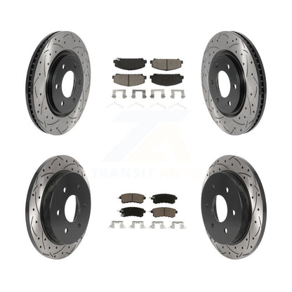 Coated Drill Slot Disc Brake Rotors Ceramic Pad Front Rear Kit For Nissan Armada