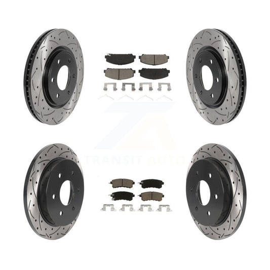 Coated Drill Slot Disc Brake Rotors Ceramic Pad Front Rear Kit For Nissan Armada