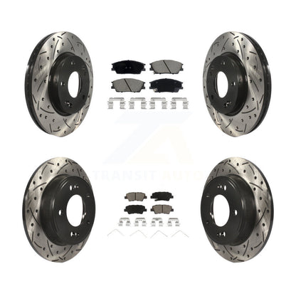 Drilled Slot Brake Rotor & Ceramic Pad Front Rear Kit For Hyundai Venue Kia Soul