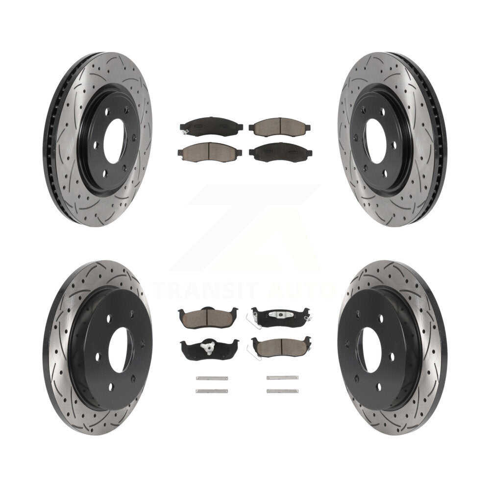Drill Slot Brake Rotor Ceramic Pad Front Rear Kit For 07 Nissan TITAN From 04
