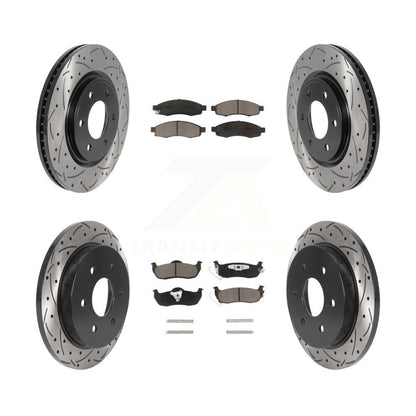 Drill Slot Brake Rotor Ceramic Pad Front Rear Kit For 07 Nissan TITAN From 04