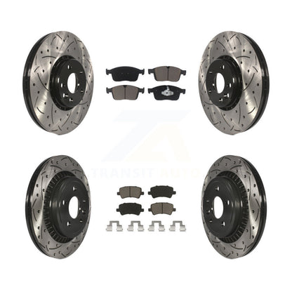 Coated Drilled Slot Disc Brake Rotor & Ceramic Pad Front Rear Kit For Volvo XC60