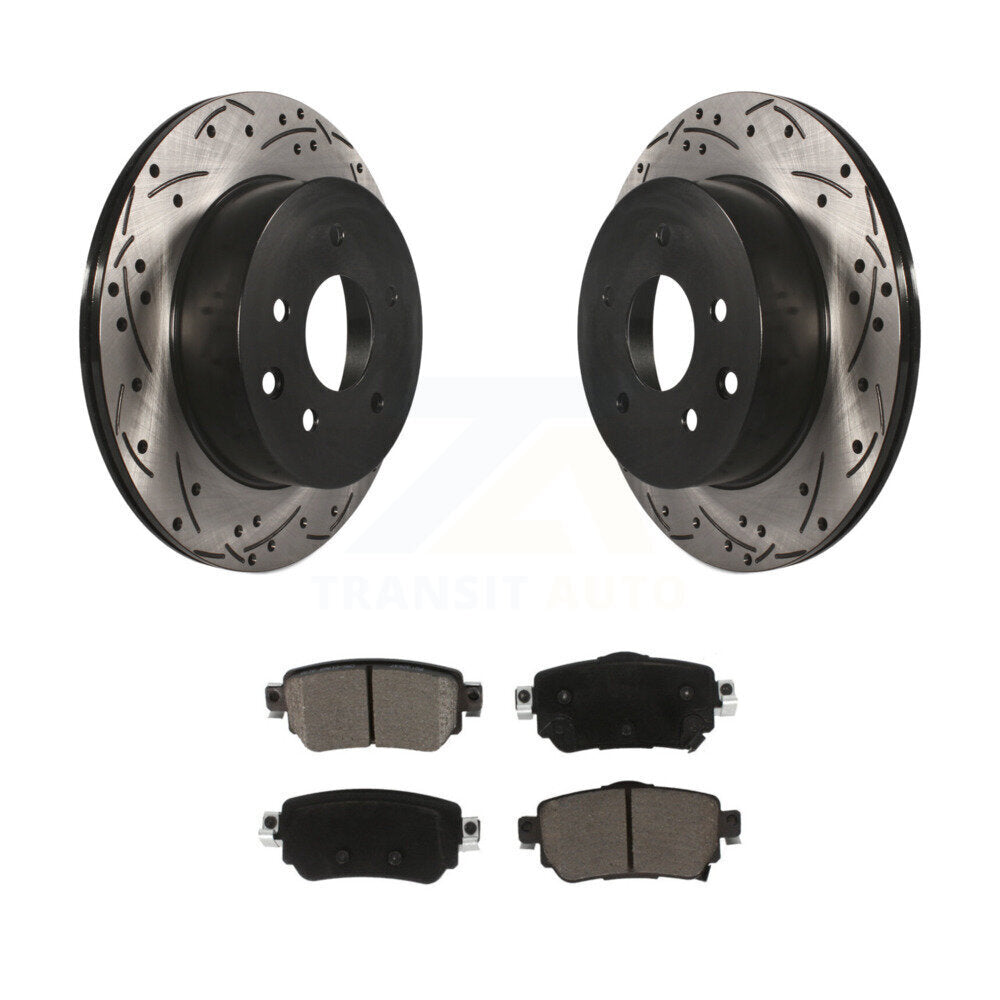 Drilled Slot Disc Brake Rotor Ceramic Pad Rear Kit For 2019 Nissan Rogue Sport S