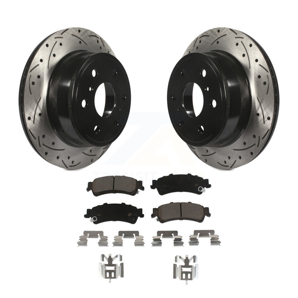 Drilled Slot Disc Brake Rotor & Ceramic Pad Rear Kit For GMC Sierra 1500 Classic