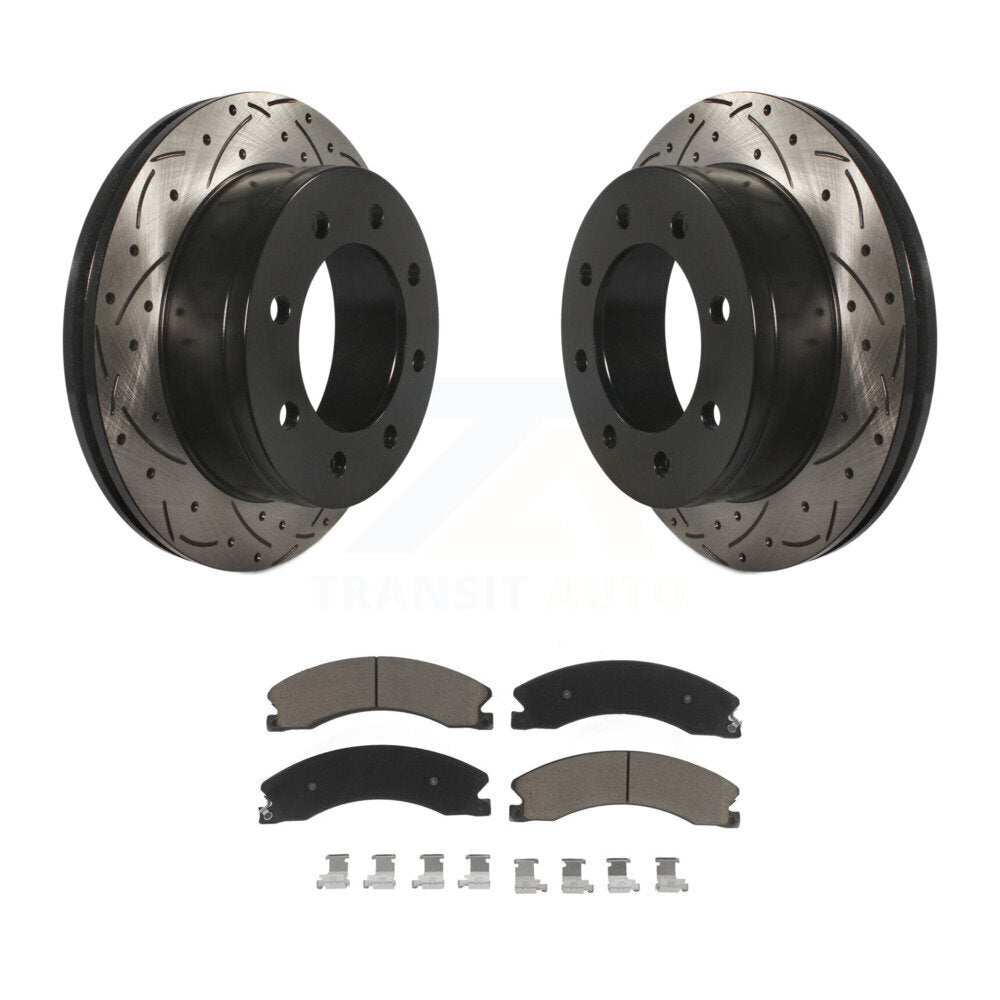 Coat Drill Slot Disc Brake Rotor Ceramic Pad Rear Kit For Chevrolet Express 4500