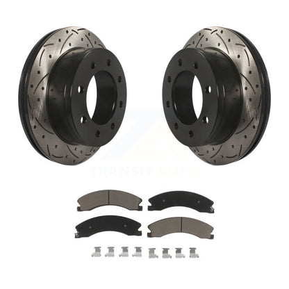 Coat Drill Slot Disc Brake Rotor Ceramic Pad Rear Kit For Chevrolet Express 4500