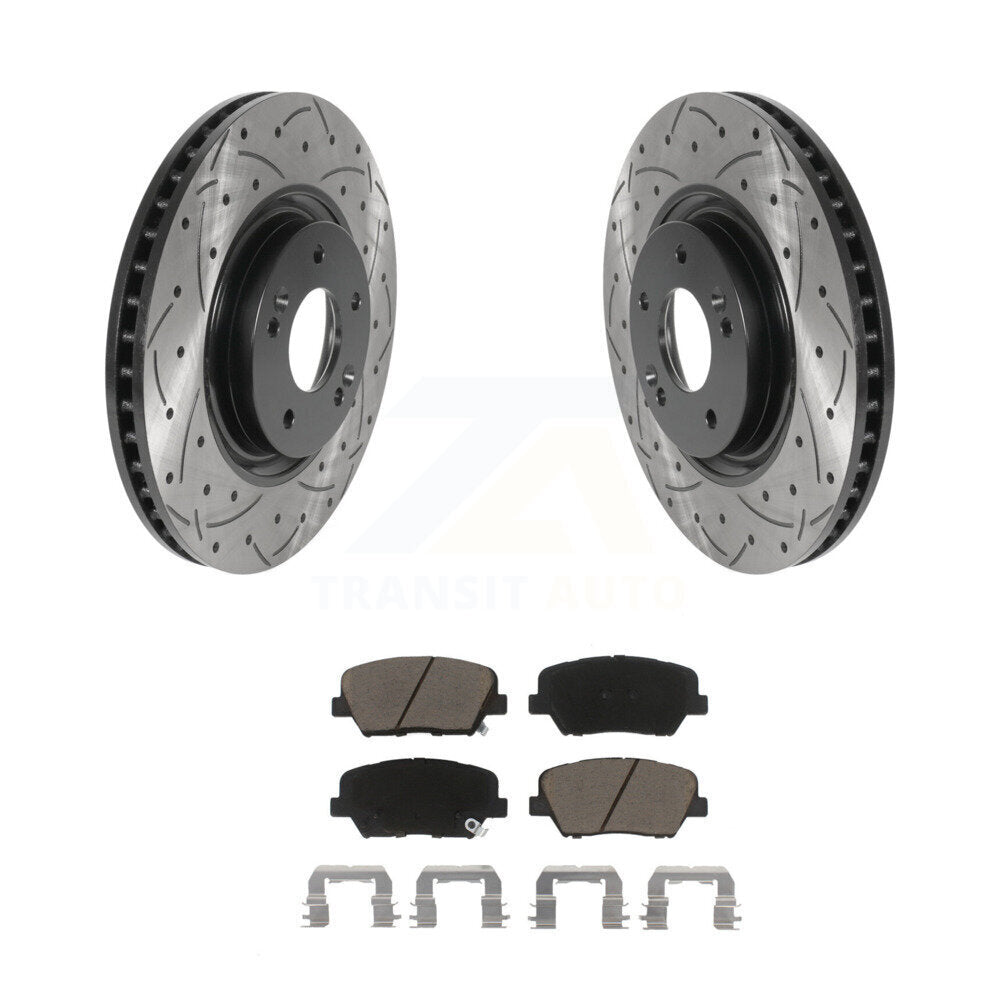 Drilled Slot Disc Brake Rotor & Ceramic Pad Front Kit For 2019-2022 Hyundai Nexo