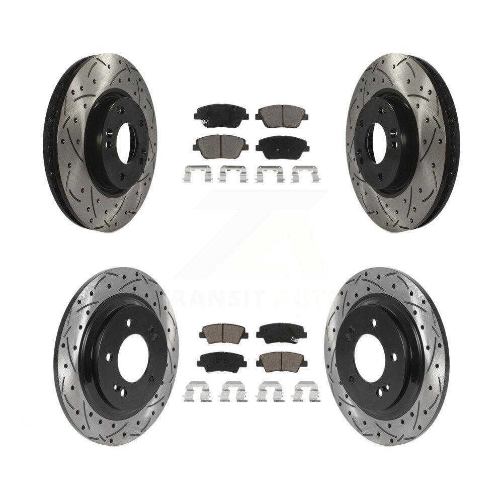 Coated Drill Slot Disc Brake Rotor Ceramic Pad Front Rear Kit For Hyundai Sonata