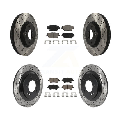 Coated Drill Slot Disc Brake Rotor Ceramic Pad Front Rear Kit For Hyundai Sonata